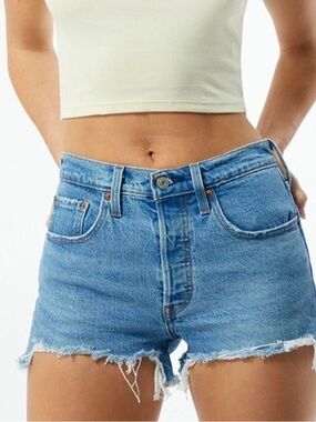 Levi's 501 High waisted Medium Blue Denim Shorts